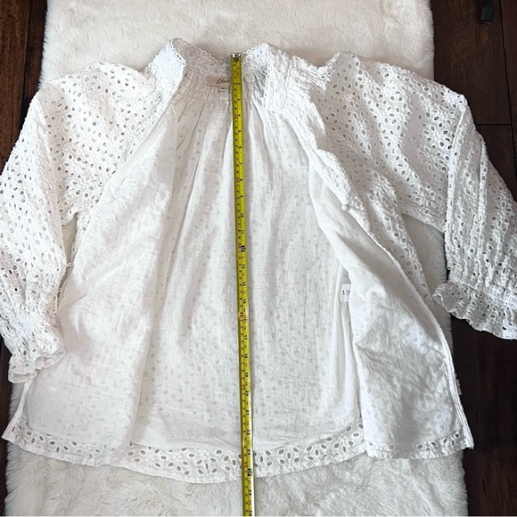 Elan Bella Eyelet Floral Embroidered Top White Size Medium - Picture 16 of 16